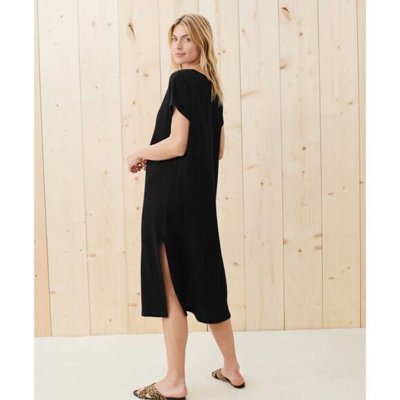 Jenni Kayne Cypress Caftan Midi Dress Black Size Small 100% Cotton Gauzy - Picture 1 of 10